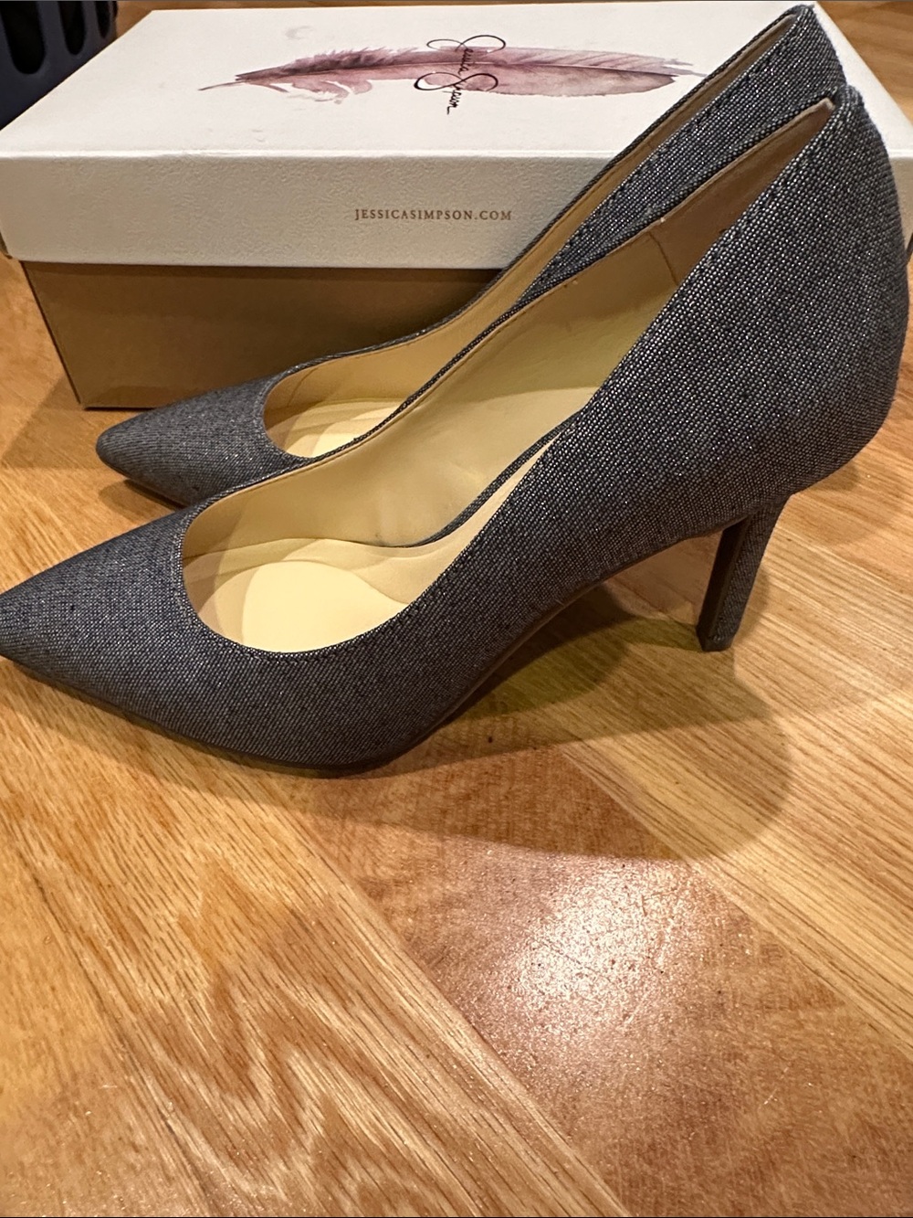 Jessica Simpson Light Blue Denim Lame Pointed-Toe Pumps - Picture 2 of 8
